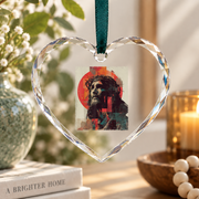 Abstract Jesus Christ Christian Art Glass Ornament - Material: Heart Glass Ornament