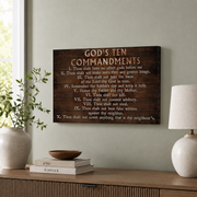 Abstract lion head, Bible verses, Inspirational quote, God's ten commandments - Jesus Landscape poster Prints, Christian Wall Art, UNFRAMED-16x24 - Format: Stretched Canvas