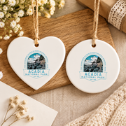 Acadia National Park Maine Hiking Adventure Ceramic Ornament - Material: Heart Ceramic Ornament
