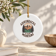 Adirondacks Mountain Hiking Nature Lover Ceramic Ornament - Material: Circle Ceramic Ornament