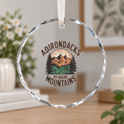 Adirondacks Mountain Hiking Nature Lover Ceramic Ornament - Material: Circle Glass Ornament