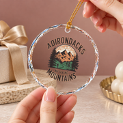 Adirondacks Mountain Hiking Nature Lover Ceramic Ornament - Material: Circle Glass Ornament