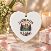 Adirondacks Mountain Hiking Nature Lover Ceramic Ornament - Material: Heart Ceramic Ornament