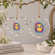 Adorable Kawaii Potato Surrounded By Vibrant Florals Glass Ornament - Material: Heart Glass Ornament