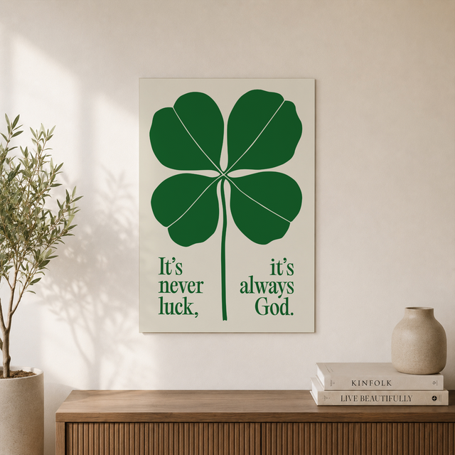 Aesthetic Christian Wall Art Green Four Leaf Clover Bible Verse Poster Modern Scripture Print Y2K Inspiring Dorm Room Decor Gift Wall Art, Modern Wall Decor, 8x12 UNFRAMED - Format: Unframed Paper Poster