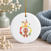 African American Black History Month Glass Ornament - Material: Circle Ceramic Ornament