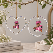 African American Breast Cancer Pink Ribbon Glass Ornament - Material: Heart Glass Ornament