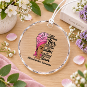 African American Breast Cancer Warrior Awareness Glass Ornament - Material: Circle Glass Ornament