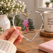 African American Breast Cancer Warrior Awareness Glass Ornament - Material: Heart Glass Ornament