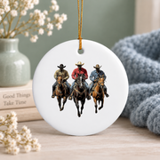 African American Cowboy Western Rodeo Style Glass Ornament - Material: Circle Ceramic Ornament