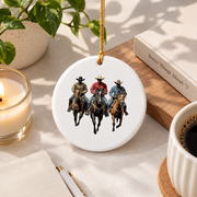 African American Cowboy Western Rodeo Style Glass Ornament - Material: Circle Ceramic Ornament