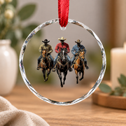 African American Cowboy Western Rodeo Style Glass Ornament - Material: Circle Glass Ornament
