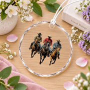 African American Cowboy Western Rodeo Style Glass Ornament - Material: Circle Glass Ornament