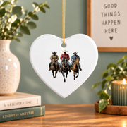 African American Cowboy Western Rodeo Style Glass Ornament - Material: Heart Ceramic Ornament