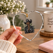 African American Cowgirl Rodeo Graphic Keepsake Glass Ornament - Material: Heart Glass Ornament