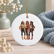 African American Cowgirl Texas Rodeo Celebration Glass Ornament - Material: Circle Ceramic Ornament