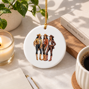 African American Cowgirl Texas Rodeo Celebration Glass Ornament - Material: Circle Ceramic Ornament