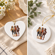 African American Cowgirl Texas Rodeo Celebration Glass Ornament - Material: Heart Ceramic Ornament