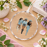 African American Cowgirl Western Country Glass Ornament - Material: Circle Glass Ornament
