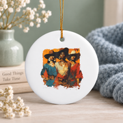 African American Cowgirl Western Rodeo Gift Glass Ornament - Material: Circle Ceramic Ornament
