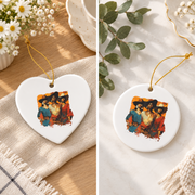 African American Cowgirl Western Rodeo Gift Glass Ornament - Material: Heart Ceramic Ornament