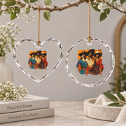African American Cowgirl Western Rodeo Gift Glass Ornament - Material: Heart Glass Ornament