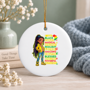 African American Inspirational Phrase Keepsake Glass Ornament - Material: Circle Ceramic Ornament