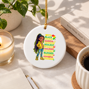 African American Inspirational Phrase Keepsake Glass Ornament - Material: Circle Ceramic Ornament