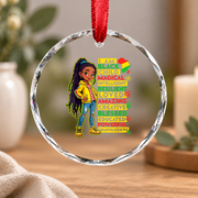 African American Inspirational Phrase Keepsake Glass Ornament - Material: Circle Glass Ornament