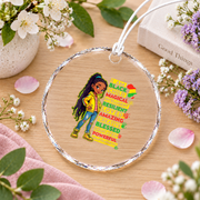 African American Inspirational Phrase Keepsake Glass Ornament - Material: Circle Glass Ornament