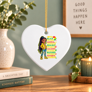 African American Inspirational Phrase Keepsake Glass Ornament - Material: Heart Ceramic Ornament