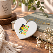 African American Inspirational Phrase Keepsake Glass Ornament - Material: Heart Ceramic Ornament