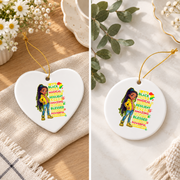 African American Inspirational Phrase Keepsake Glass Ornament - Material: Heart Ceramic Ornament