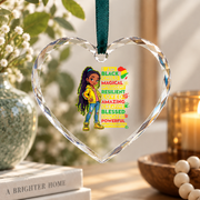 African American Inspirational Phrase Keepsake Glass Ornament - Material: Heart Glass Ornament