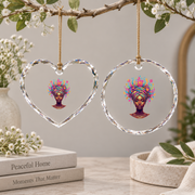 African Goddess Afrocentric Beauty Glass Ornament - Material: Heart Glass Ornament