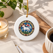 Agnus Dei Lamb Of God Jesus Glass Ornament - Material: Circle Ceramic Ornament