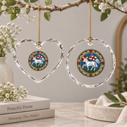 Agnus Dei Lamb Of God Jesus Glass Ornament - Material: Heart Glass Ornament