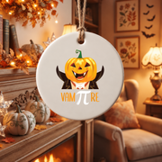 Algebra Teacher Pumpkin Ornament with Math Classroom Design Glass Ornament - Material: Circle Ceramic Ornament