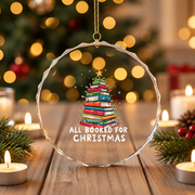 All Booked Christmas Book Tree Lights Reader Glass Ornament - Material: Circle Glass Ornament
