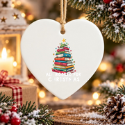All Booked Christmas Book Tree Lights Reader Glass Ornament - Material: Heart Ceramic Ornament