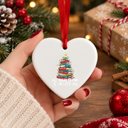 All Booked Christmas Book Tree Lights Reader Glass Ornament - Material: Heart Ceramic Ornament