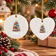 All Booked Christmas Book Tree Lights Reader Glass Ornament - Material: Heart Ceramic Ornament