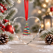 All Booked Christmas Book Tree Lights Reader Glass Ornament - Material: Heart Glass Ornament
