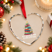 All Booked Christmas Book Tree Lights Reader Glass Ornament - Material: Heart Glass Ornament