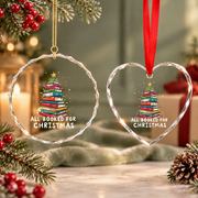 All Booked Christmas Book Tree Lights Reader Glass Ornament - Material: Heart Glass Ornament
