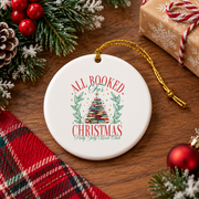 All Booked For Christmas Book Tree Lights Glass Ornament - Material: Circle Ceramic Ornament