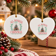 All Booked For Christmas Book Tree Lights Glass Ornament - Material: Heart Ceramic Ornament
