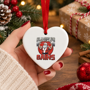 All I Want Christmas Gains Santa Weightlifting Glass Ornament - Material: Heart Ceramic Ornament