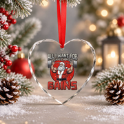 All I Want Christmas Gains Santa Weightlifting Glass Ornament - Material: Heart Glass Ornament