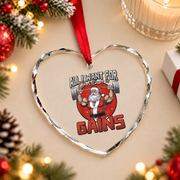 All I Want Christmas Gains Santa Weightlifting Glass Ornament - Material: Heart Glass Ornament